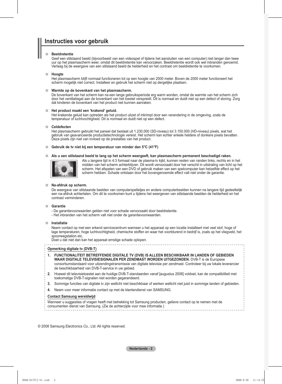 Instructies voor gebruik | Samsung PS63A756T1M User Manual | Page 189 / 436
