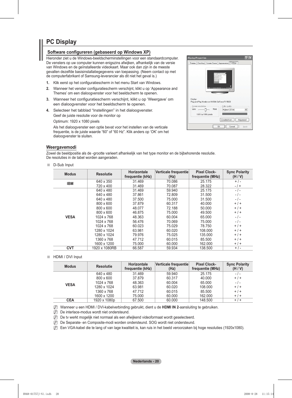 Pc display | Samsung PS63A756T1M User Manual | Page 207 / 436