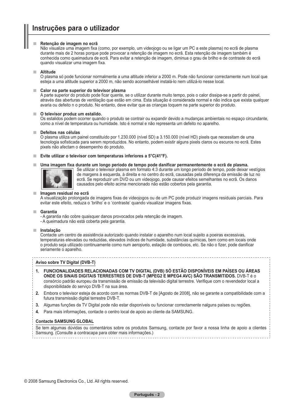 Instruções para o utilizador | Samsung PS63A756T1M User Manual | Page 251 / 436