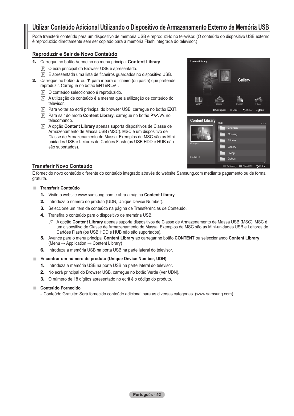 Reproduzir e sair de novo conteúdo, Transferir novo conteúdo | Samsung PS63A756T1M User Manual | Page 301 / 436