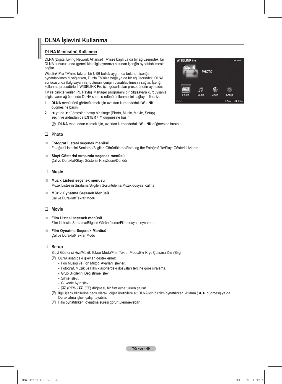 Dlna işlevini kullanma | Samsung PS63A756T1M User Manual | Page 422 / 436