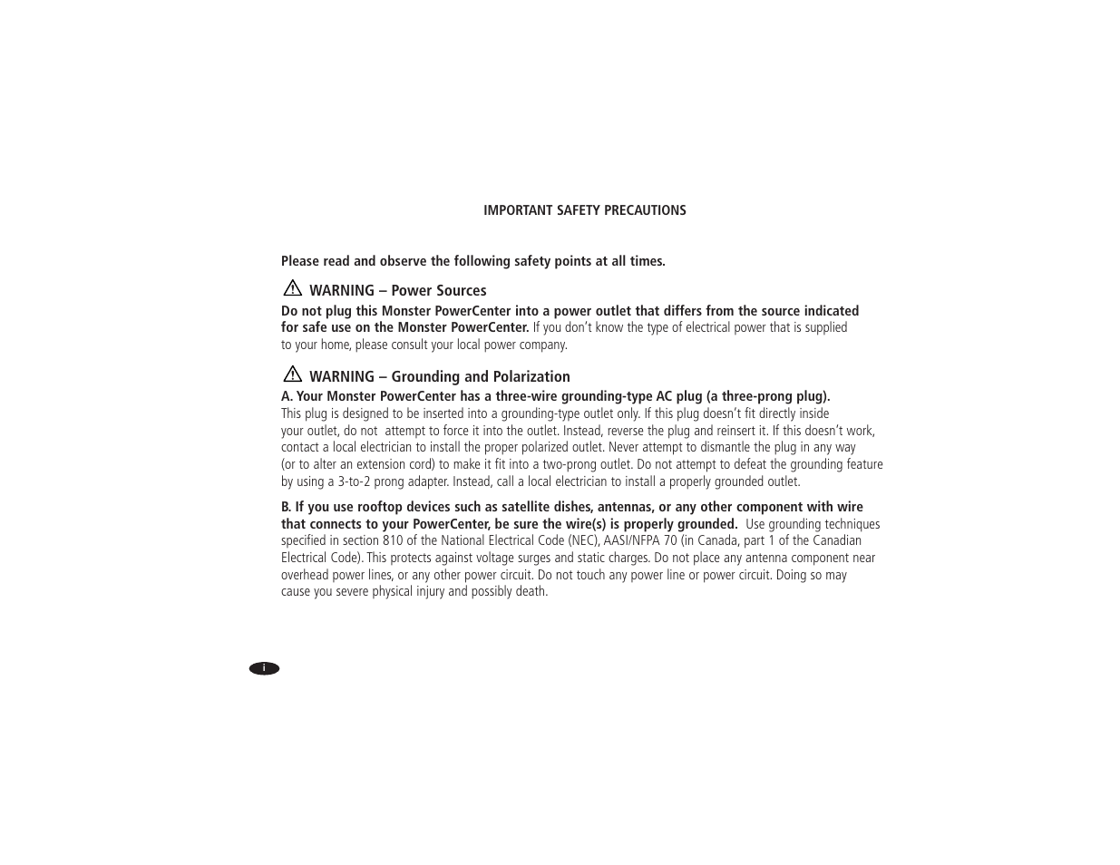 Monster Power Reference PowerCenter HTS 3600 User Manual | Page 3 / 48