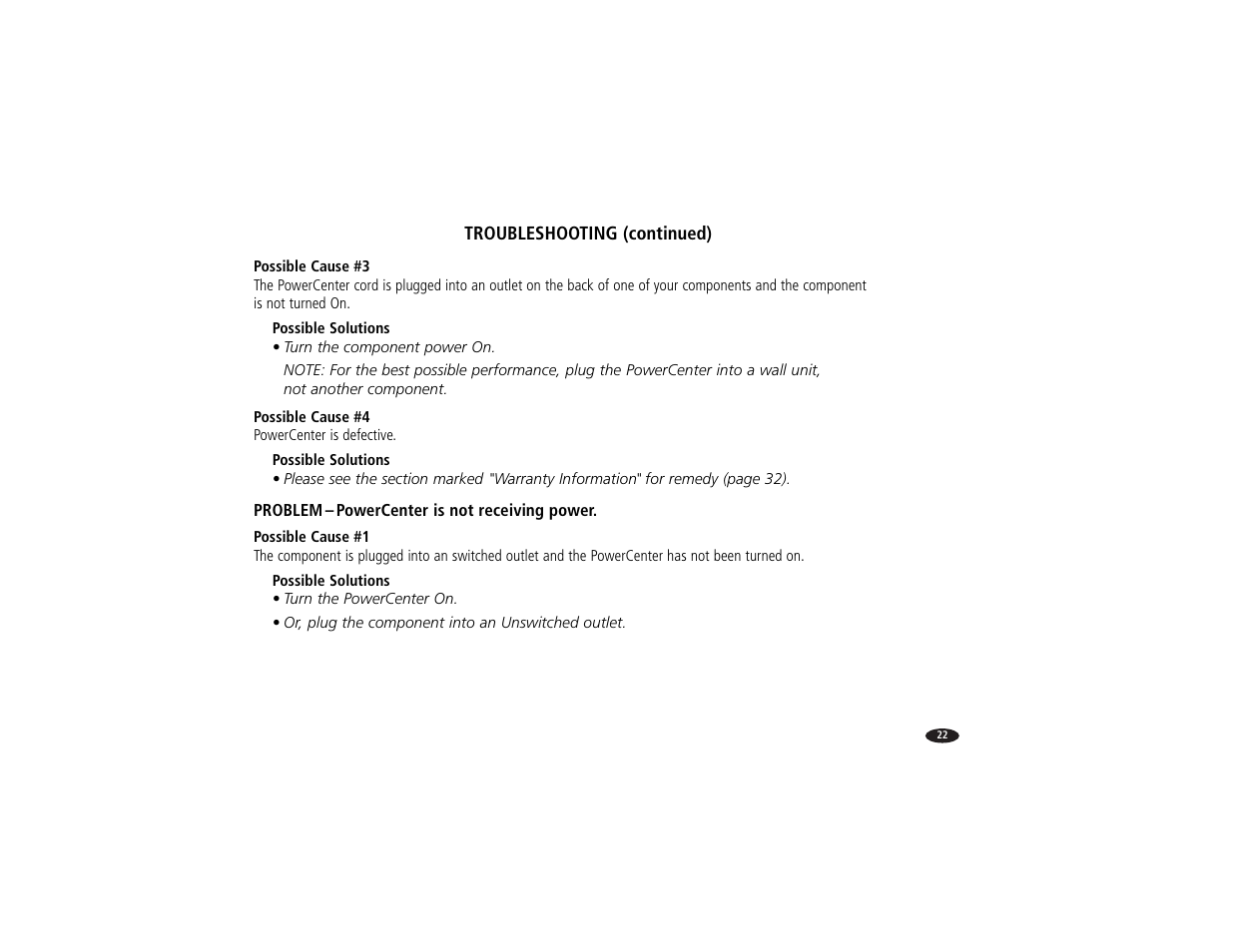 Monster Power Reference PowerCenter HTS 3600 User Manual | Page 30 / 48
