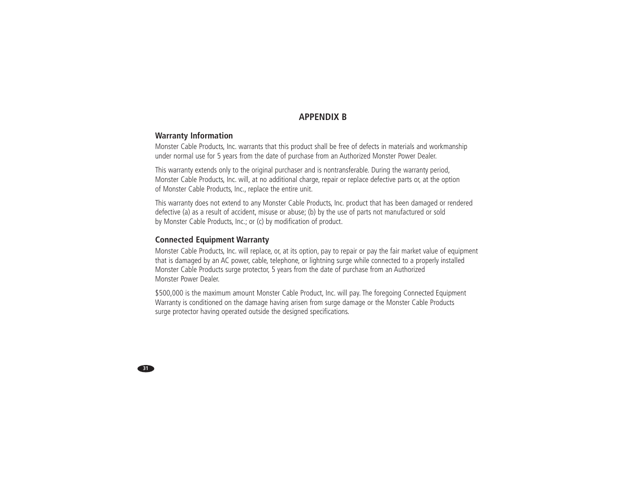 Monster Power Reference PowerCenter HTS 3600 User Manual | Page 39 / 48