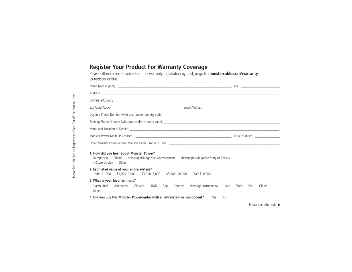 Register your product for warranty coverage | Monster Power Reference PowerCenter HTS 3600 User Manual | Page 44 / 48