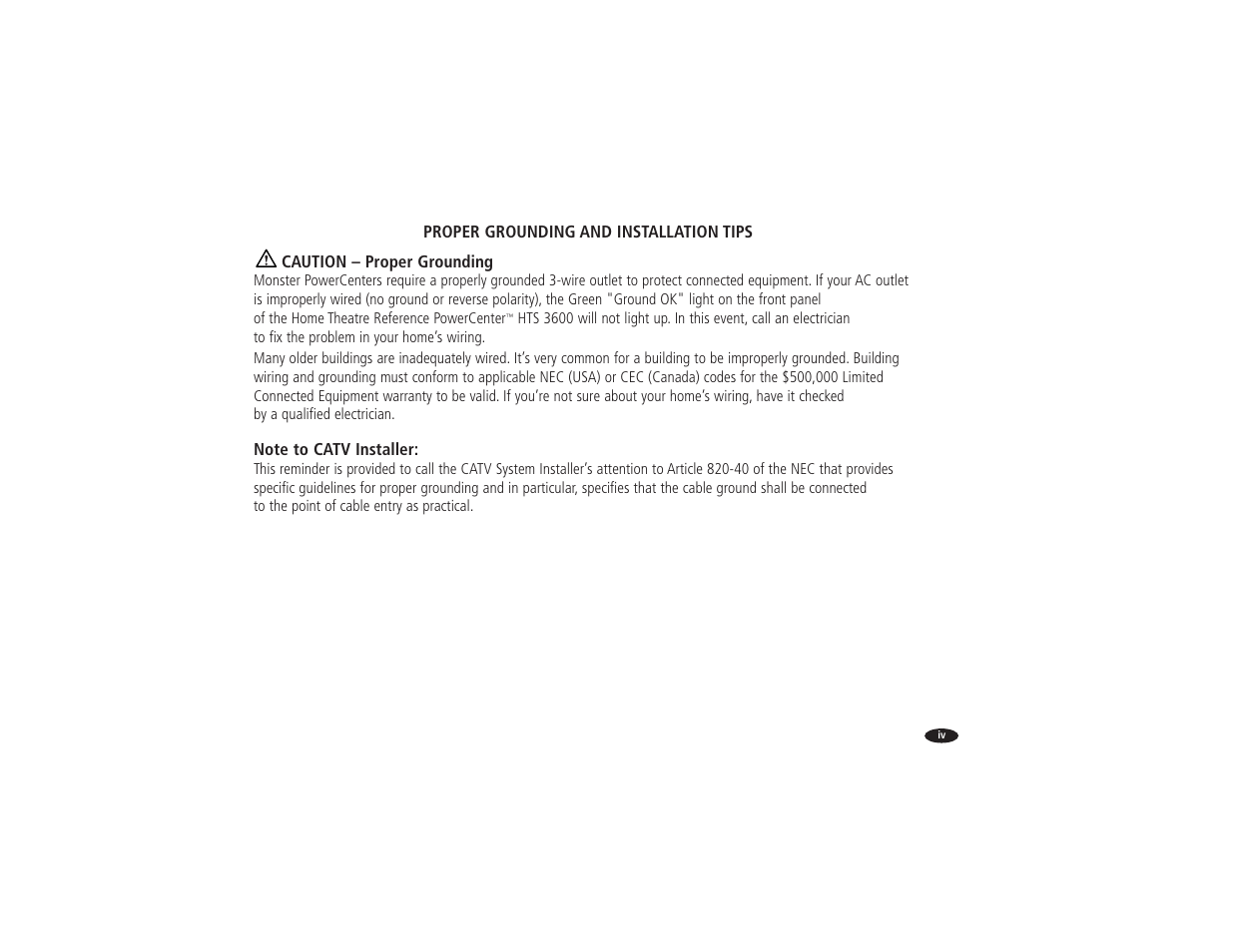 Monster Power Reference PowerCenter HTS 3600 User Manual | Page 6 / 48