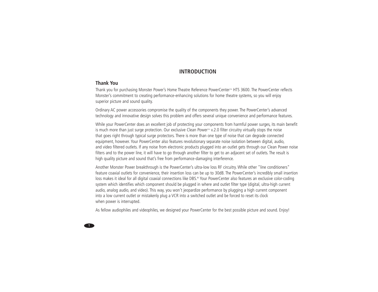 Introduction | Monster Power Reference PowerCenter HTS 3600 User Manual | Page 9 / 48