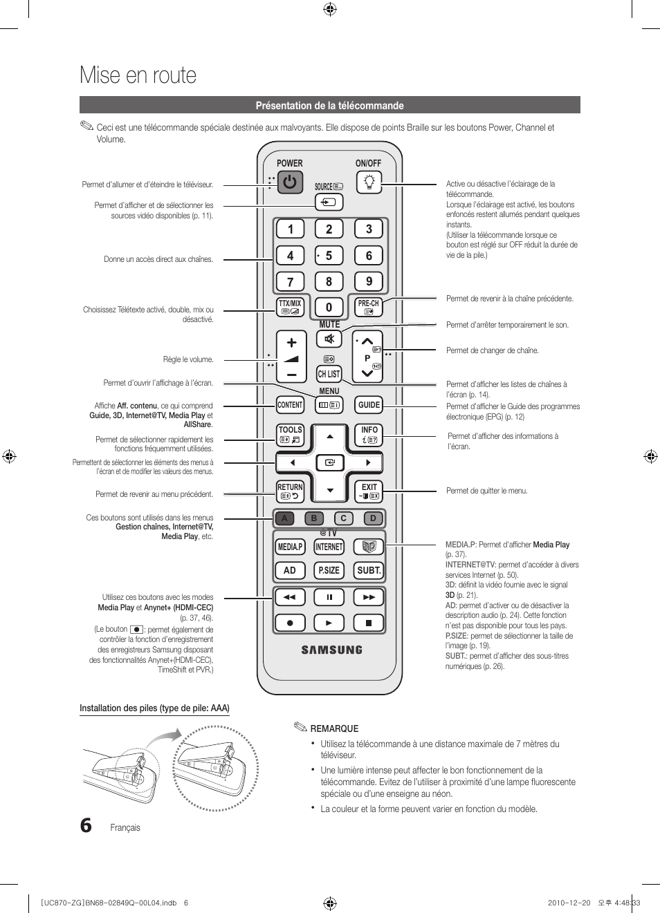 Mise en route | Samsung UE46S870XS User Manual | Page 138 / 264