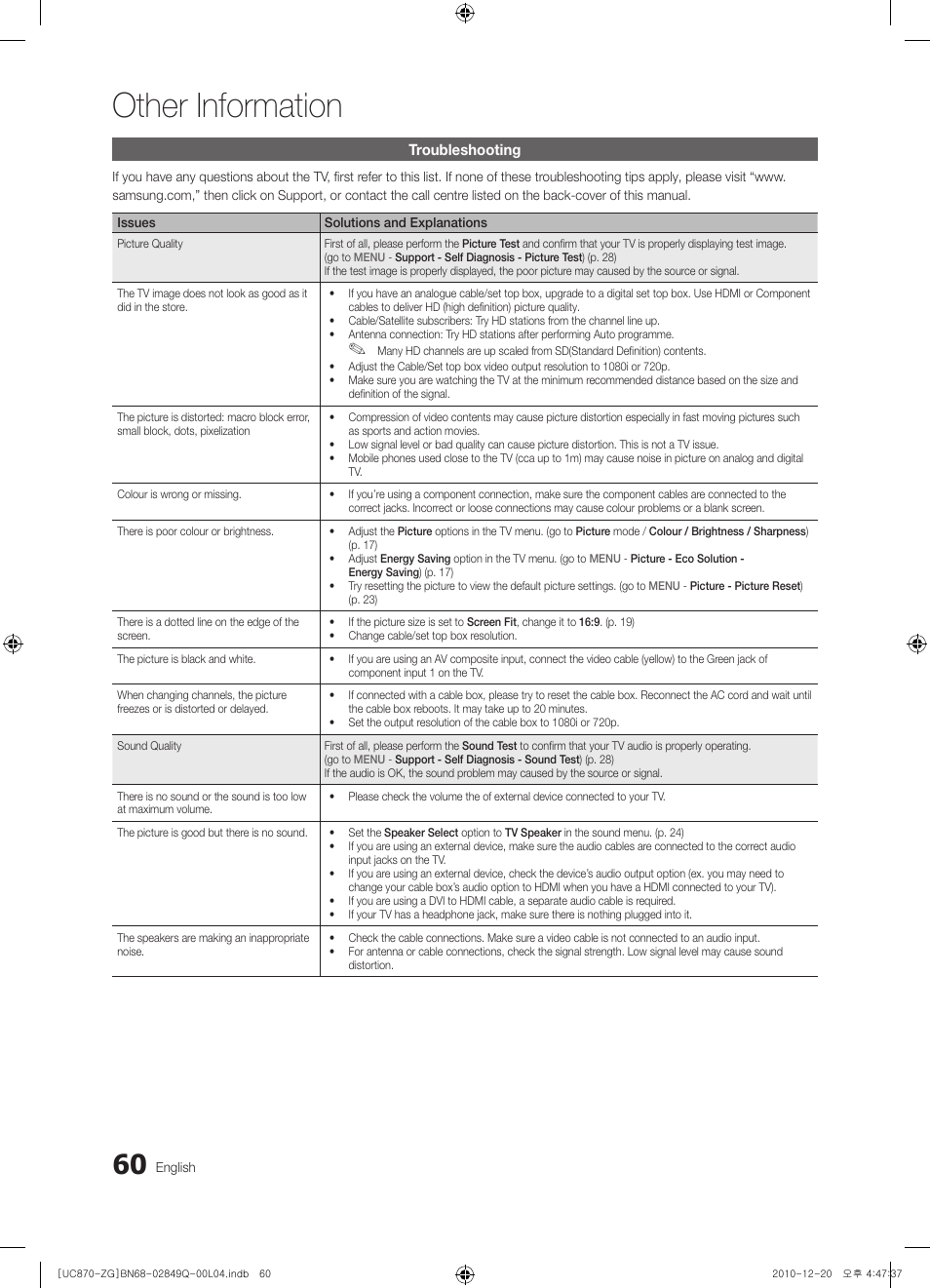 Other information | Samsung UE46S870XS User Manual | Page 60 / 264