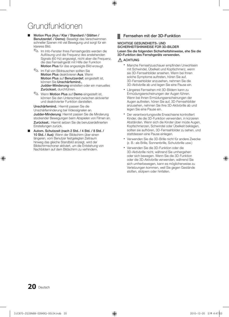 Grundfunktionen | Samsung UE46S870XS User Manual | Page 86 / 264