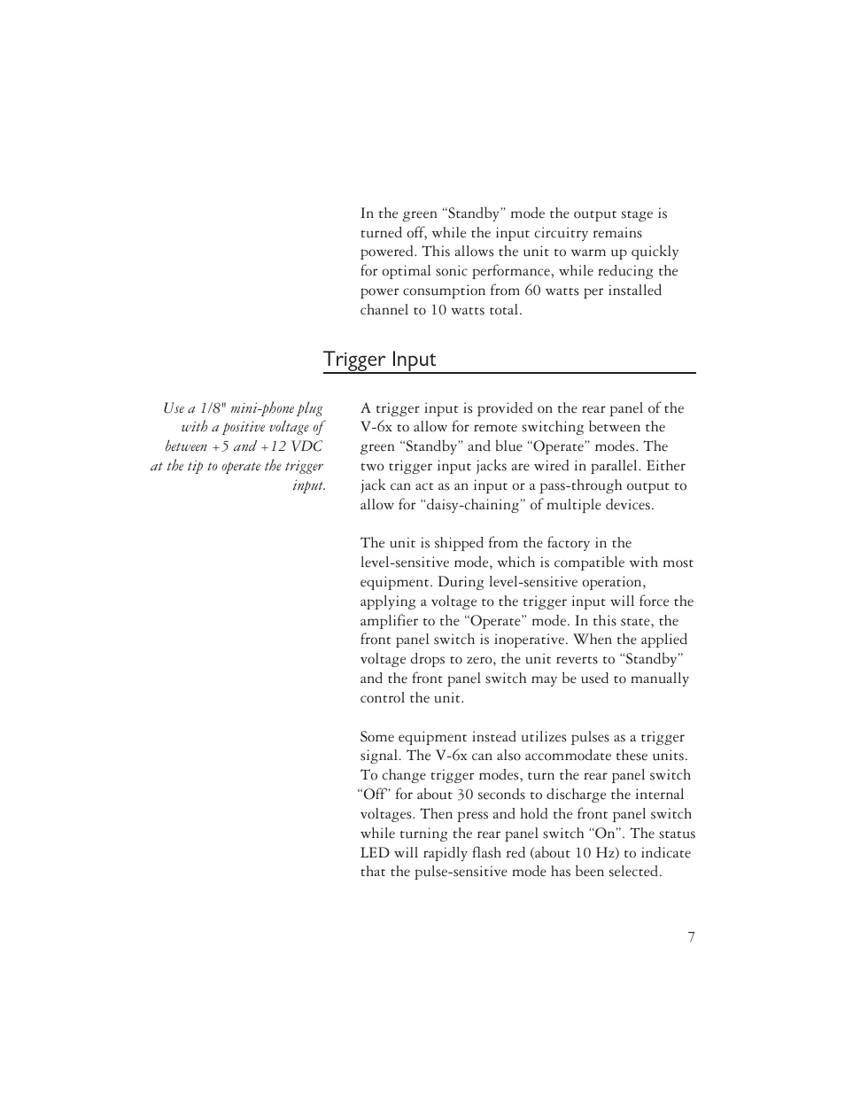 Trigger input | Ayre Acoustics V-6x User Manual | Page 9 / 20