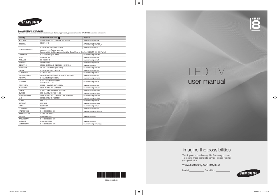 Samsung UE46B8090XW User Manual | 317 pages