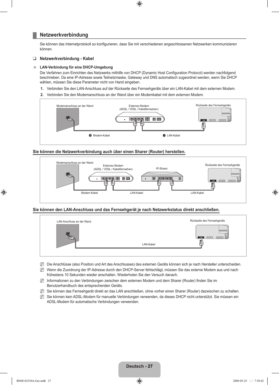 Netzwerkverbindung | Samsung UE46B8090XW User Manual | Page 116 / 317