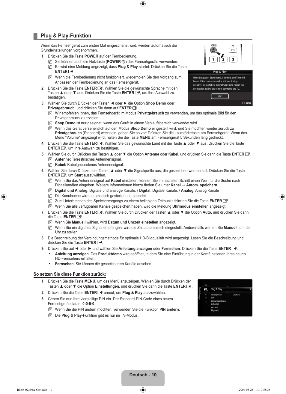 Plug & play-funktion | Samsung UE46B8090XW User Manual | Page 99 / 317