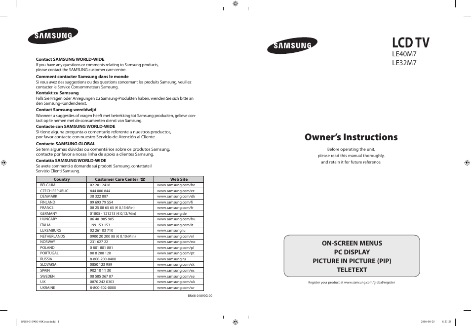 Samsung LE40M71B User Manual | 320 pages