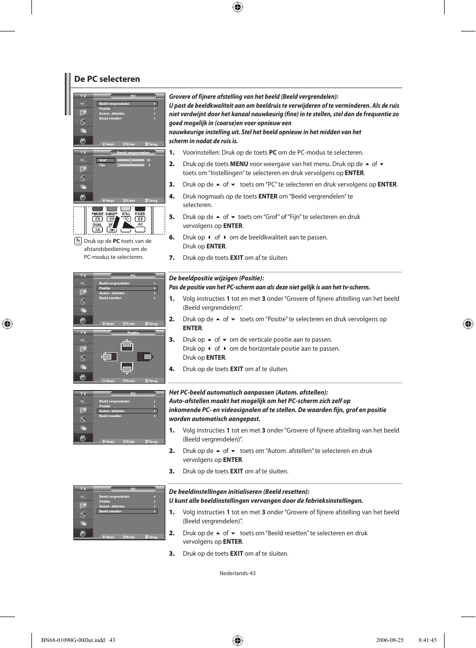 De pc selecteren | Samsung LE40M71B User Manual | Page 180 / 320