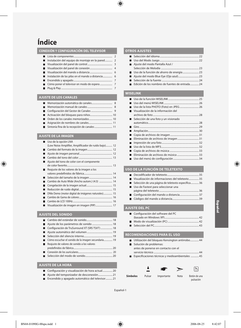 Índice | Samsung LE40M71B User Manual | Page 183 / 320