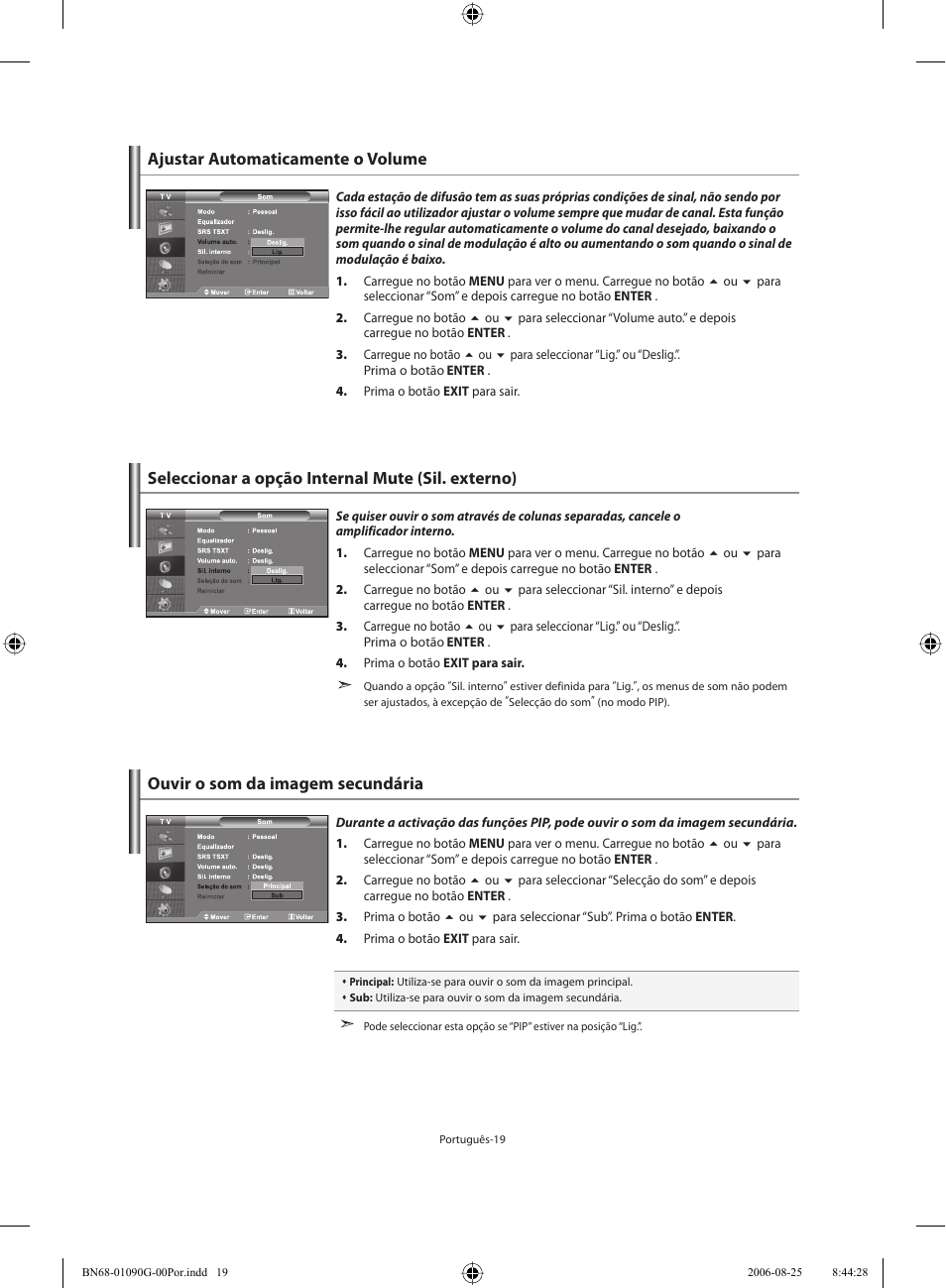 Ajustar automaticamente o volume | Samsung LE40M71B User Manual | Page 246 / 320