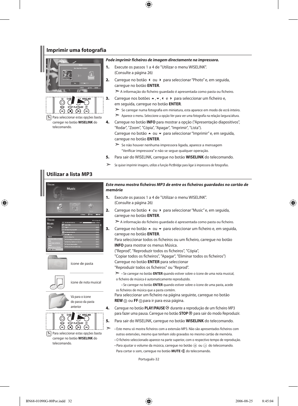 Utilizar a lista mp3, Imprimir uma fotografia | Samsung LE40M71B User Manual | Page 259 / 320