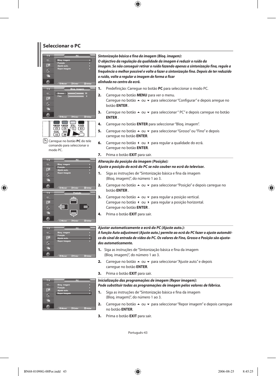 Seleccionar o pc | Samsung LE40M71B User Manual | Page 270 / 320