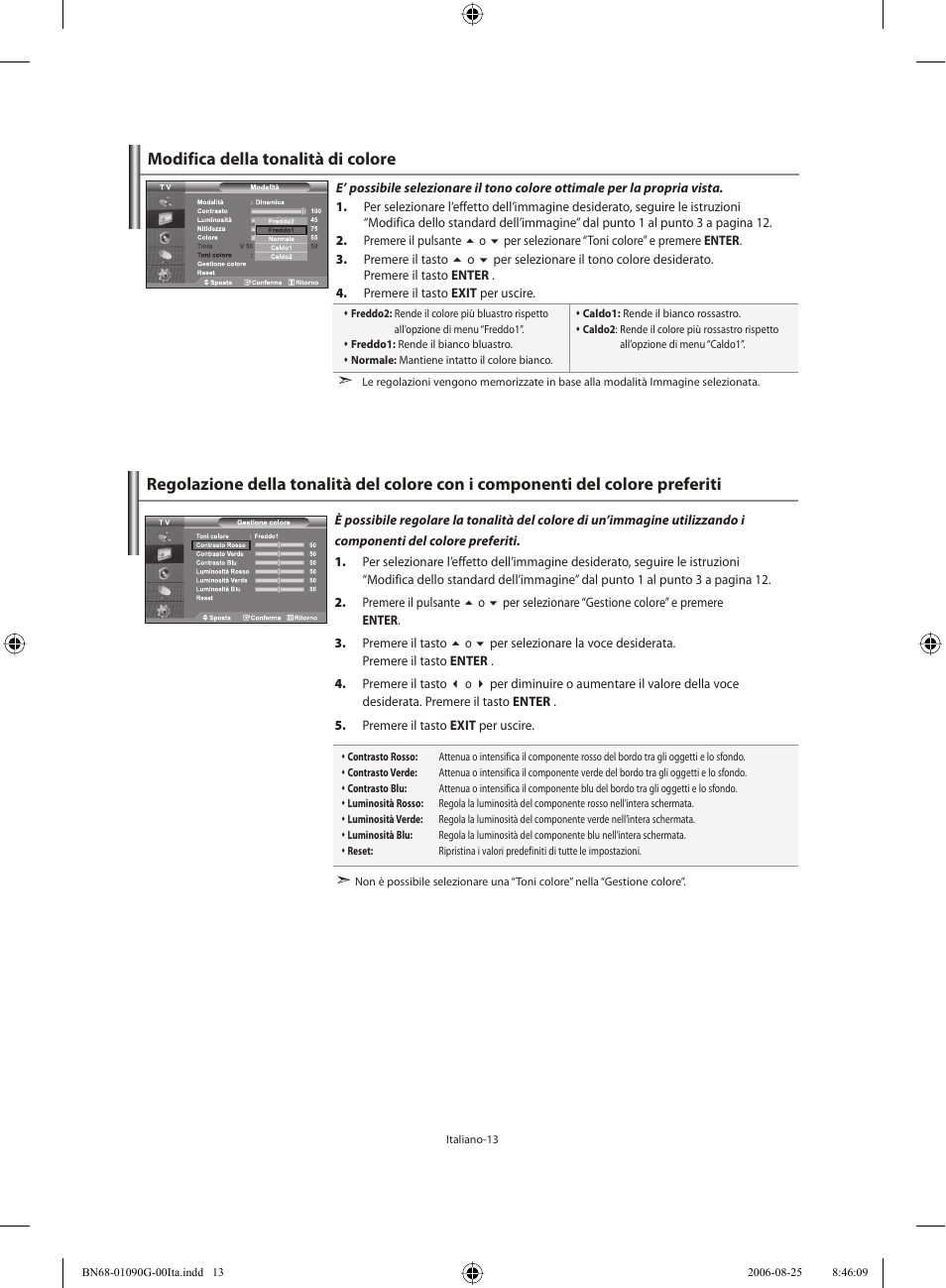 Modifica della tonalità di colore | Samsung LE40M71B User Manual | Page 285 / 320