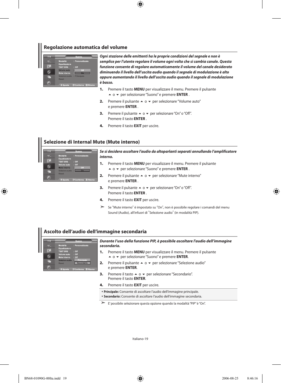 Regolazione automatica del volume | Samsung LE40M71B User Manual | Page 291 / 320