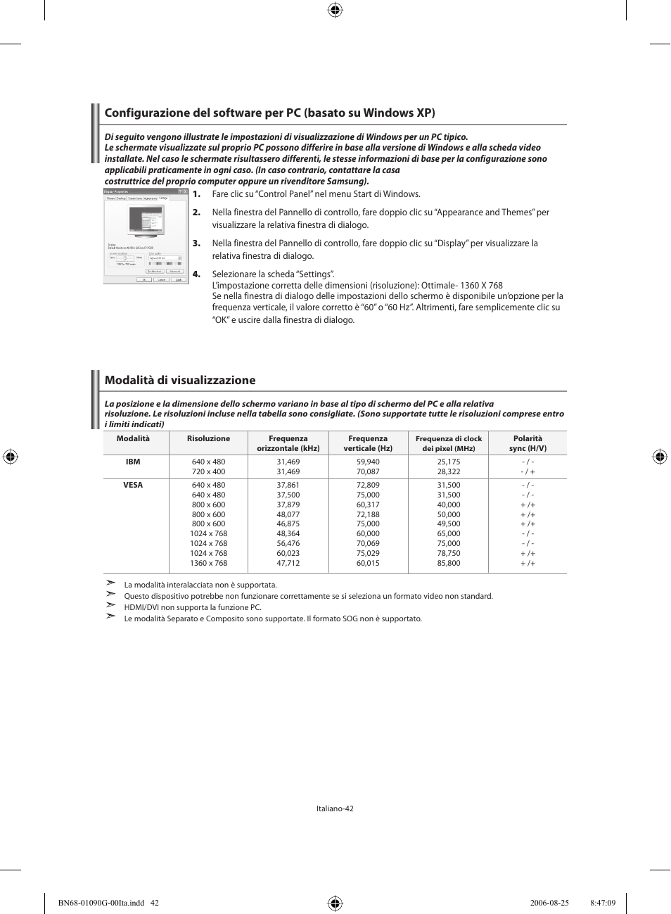 Modalità di visualizzazione | Samsung LE40M71B User Manual | Page 314 / 320