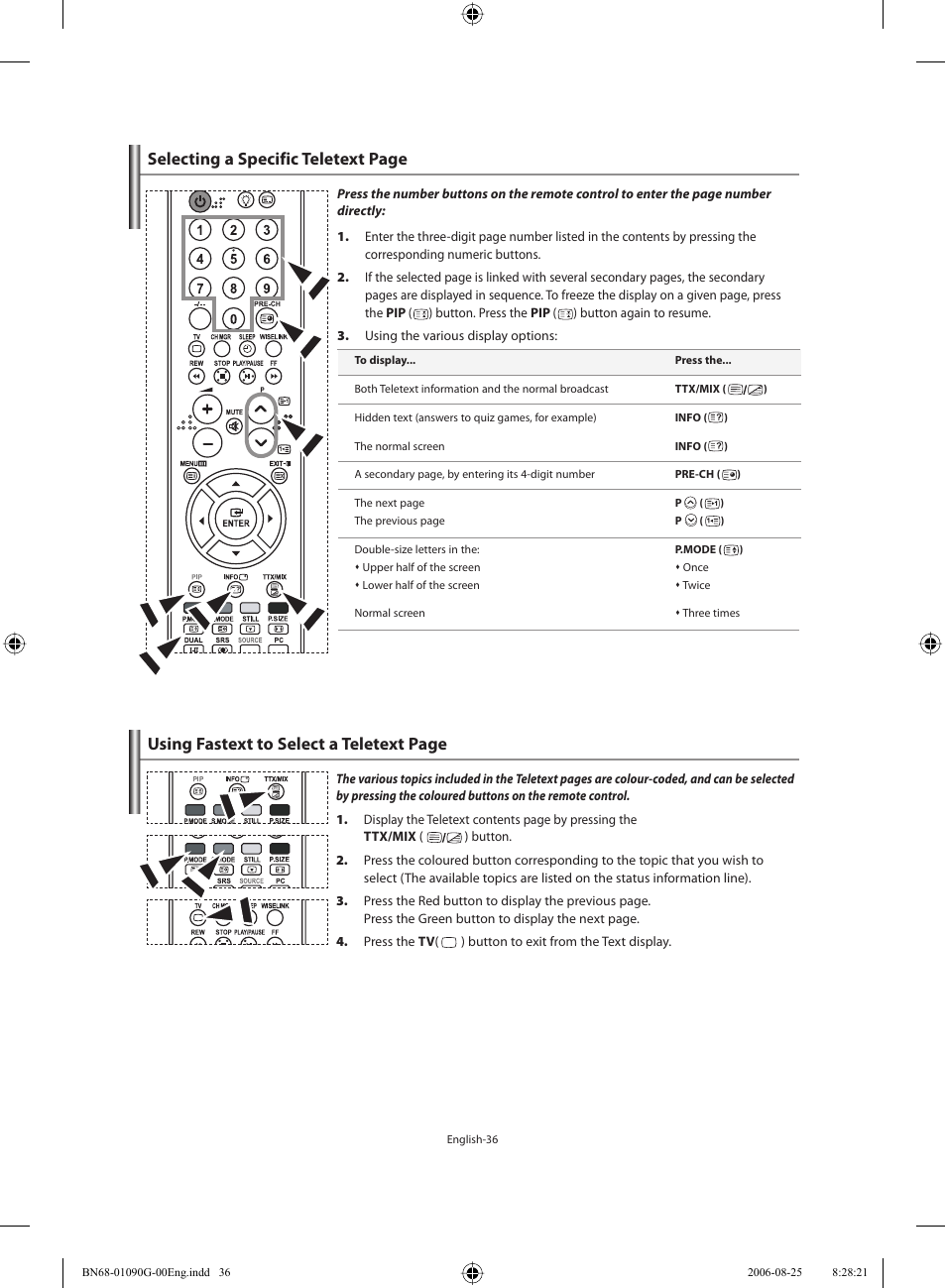 Selecting a specific teletext page, Using fastext to select a teletext page | Samsung LE40M71B User Manual | Page 38 / 320