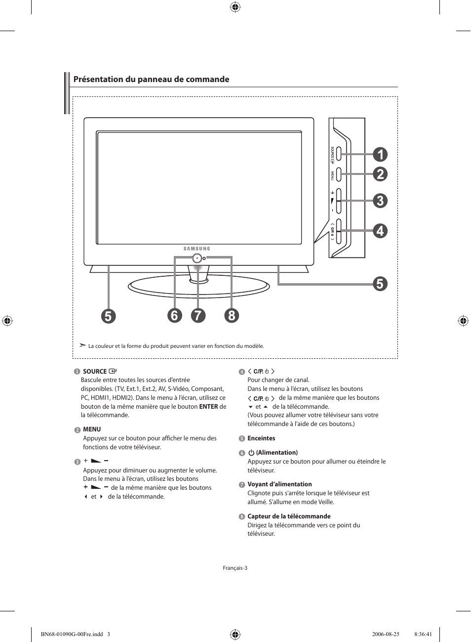 Présentation du panneau de commande | Samsung LE40M71B User Manual | Page 50 / 320
