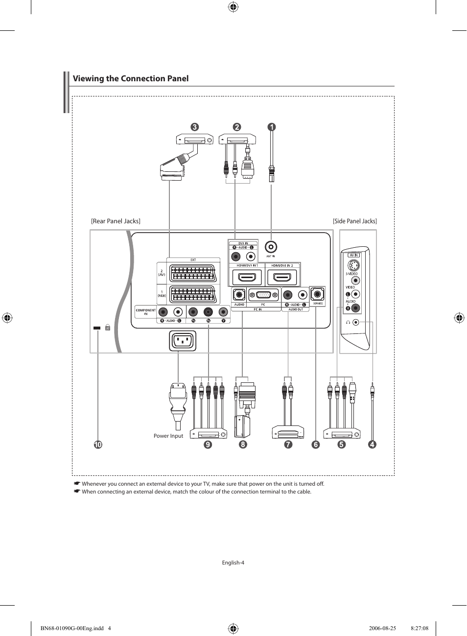 Viewing the connection panel | Samsung LE40M71B User Manual | Page 6 / 320