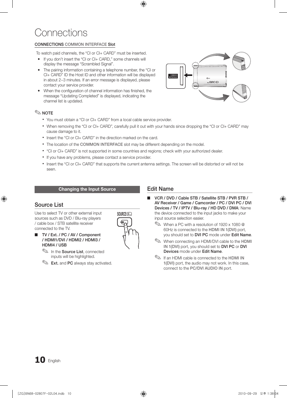 Connections | Samsung PS58C6500TW User Manual | Page 10 / 221