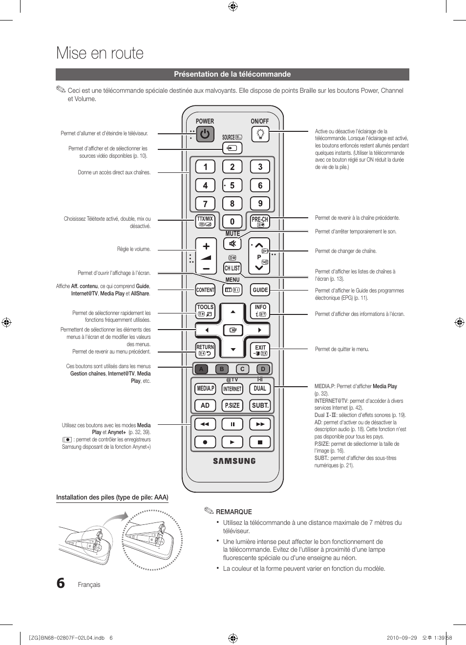 Mise en route | Samsung PS58C6500TW User Manual | Page 116 / 221