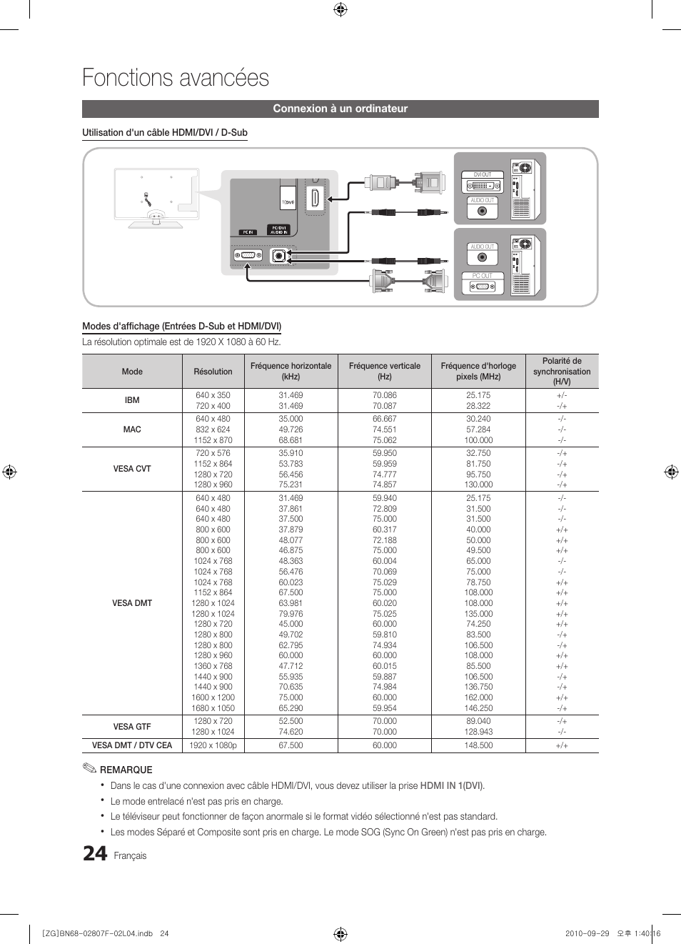 Fonctions avancées | Samsung PS58C6500TW User Manual | Page 134 / 221