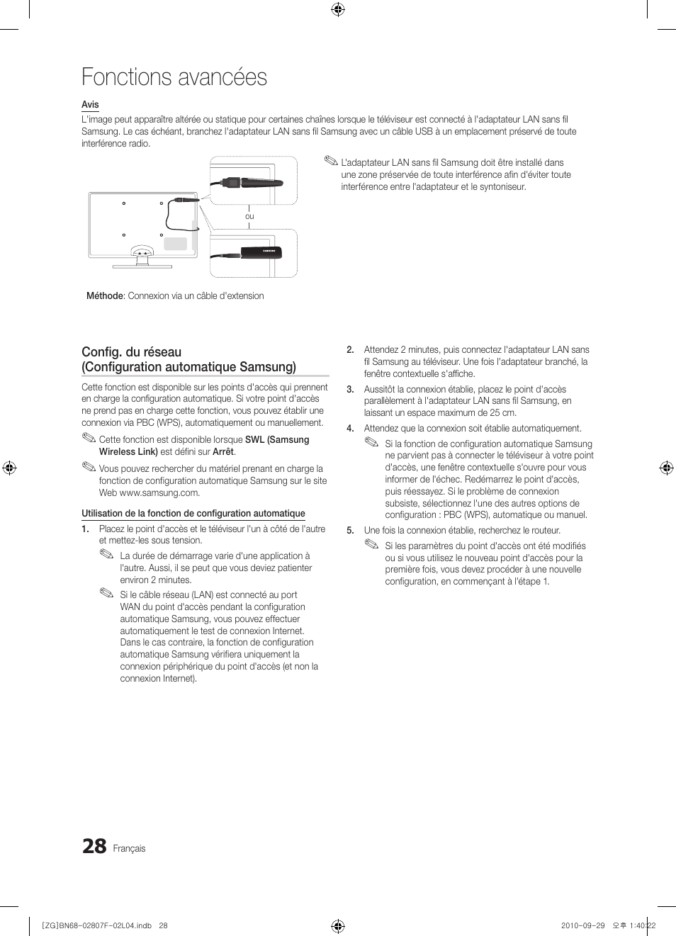 Fonctions avancées | Samsung PS58C6500TW User Manual | Page 138 / 221
