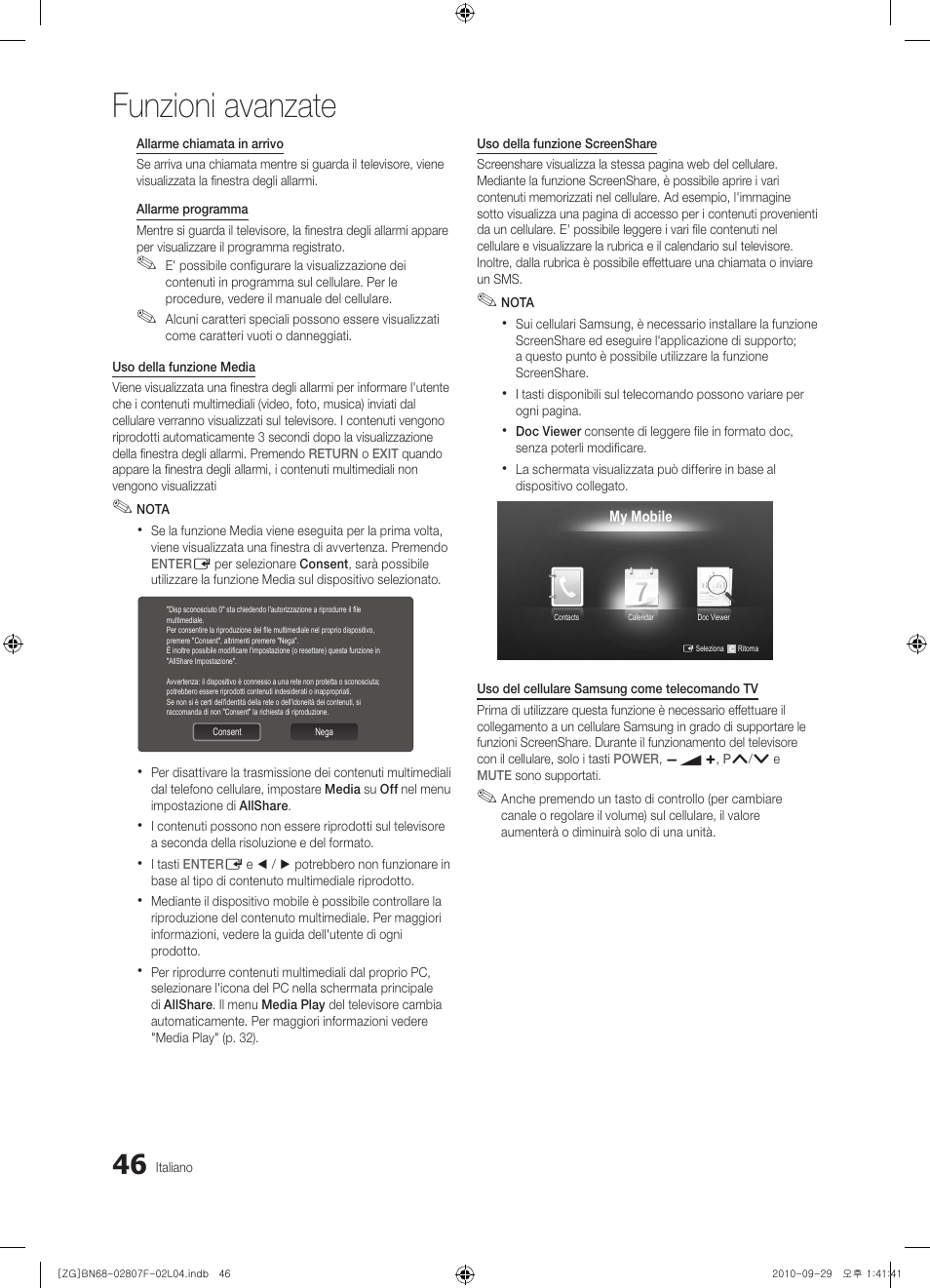 Funzioni avanzate | Samsung PS58C6500TW User Manual | Page 211 / 221