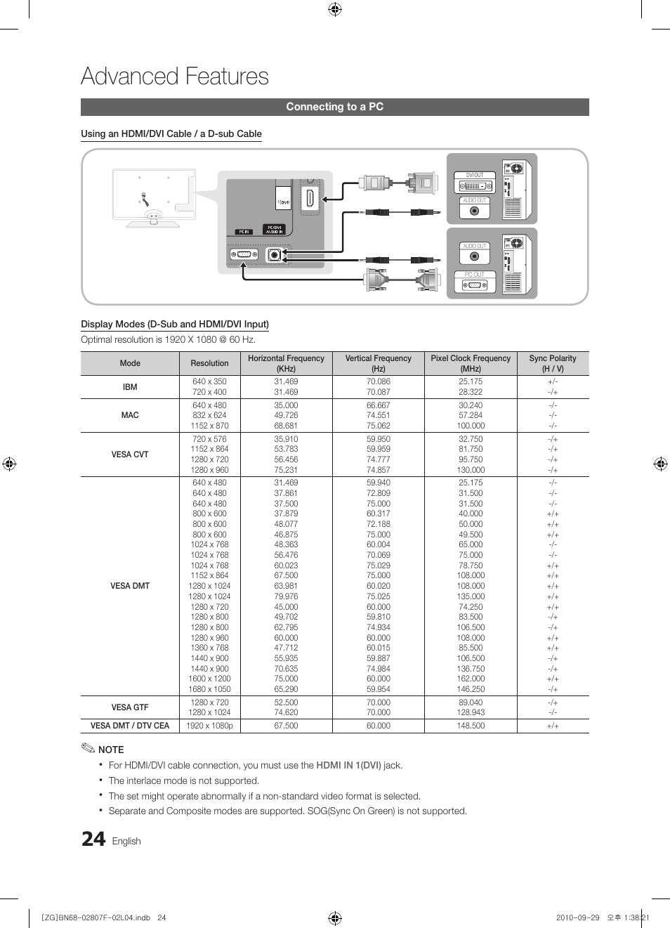 Advanced features | Samsung PS58C6500TW User Manual | Page 24 / 221
