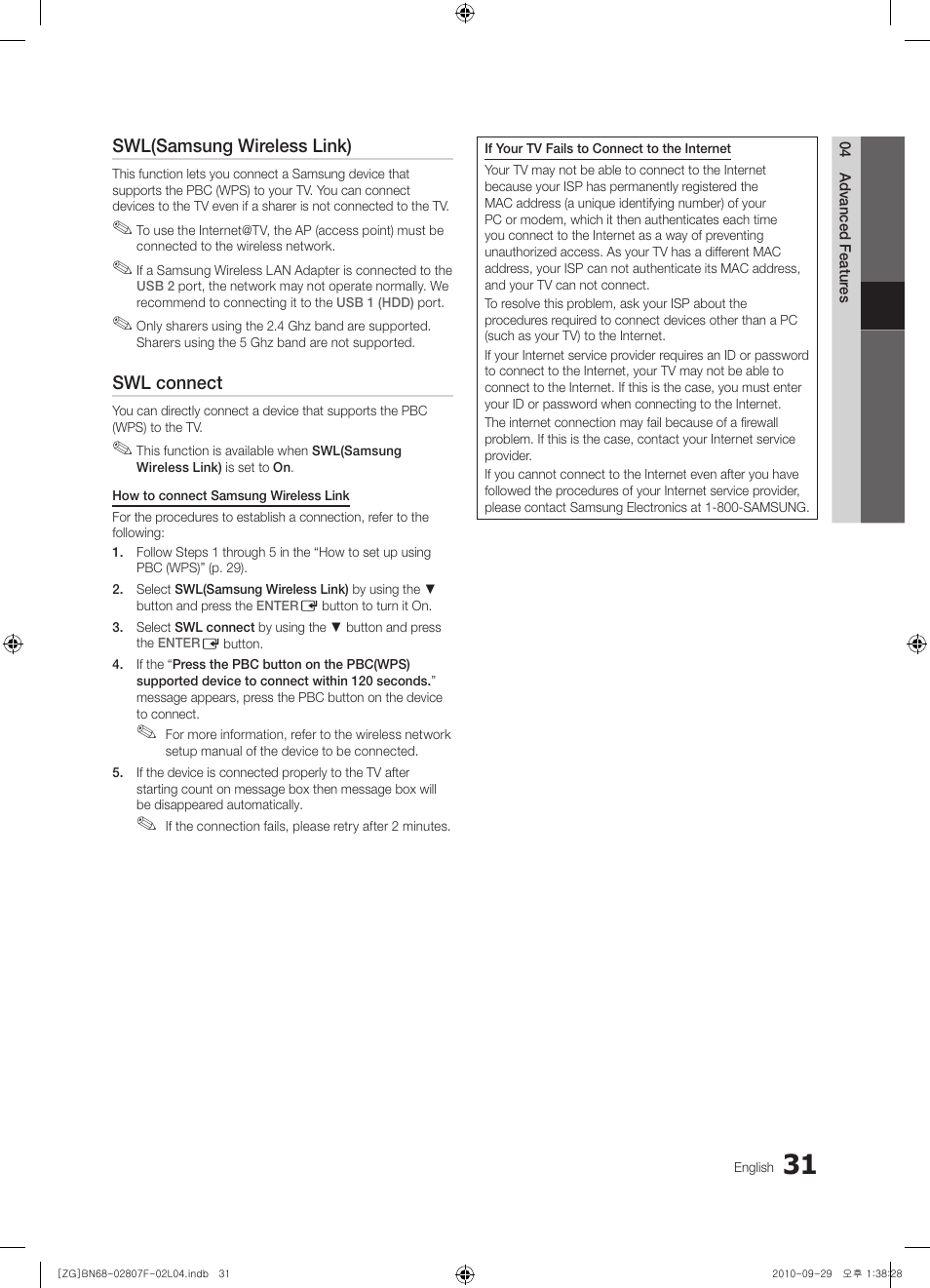Samsung PS58C6500TW User Manual | Page 31 / 221