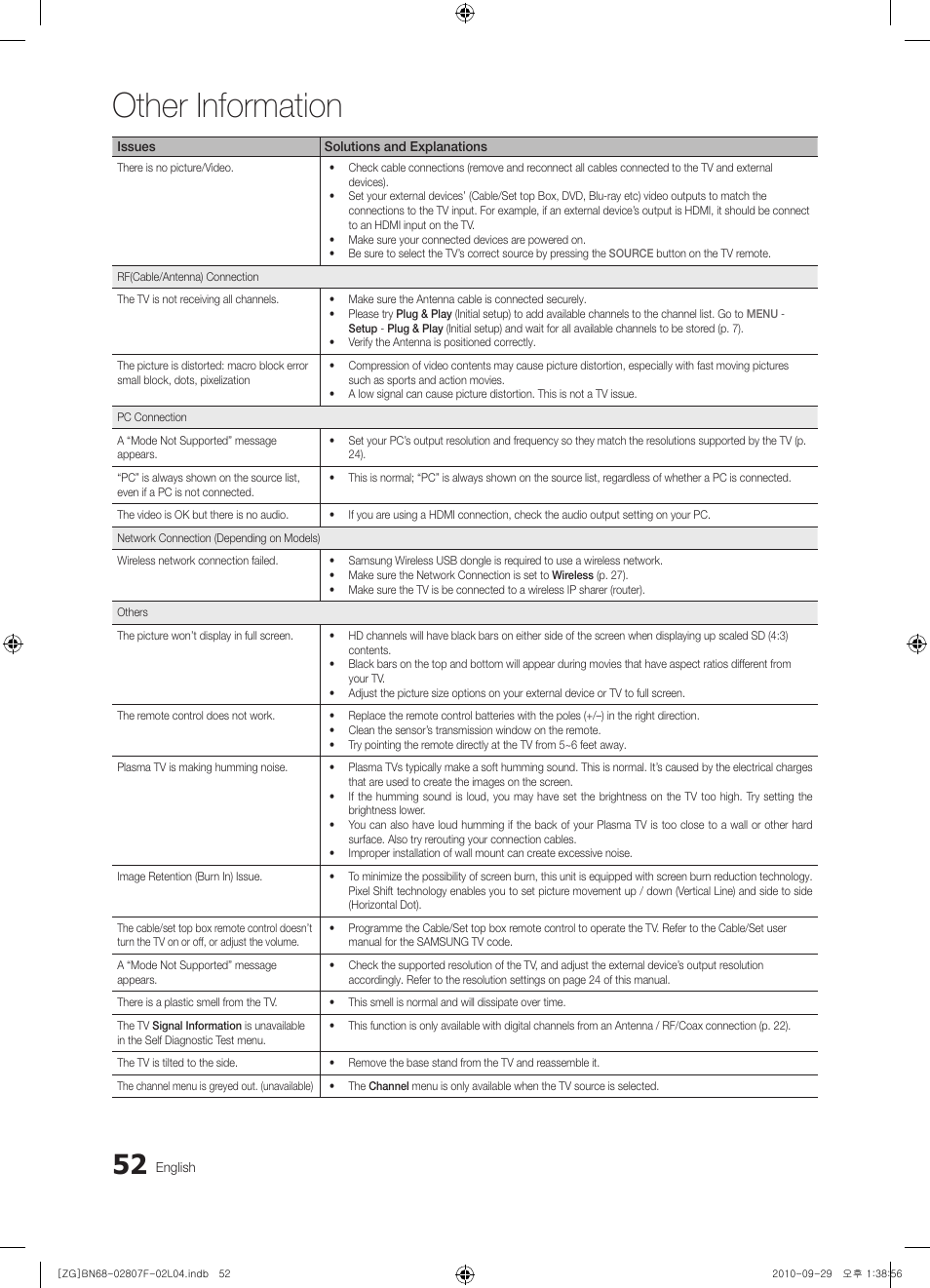 Other information | Samsung PS58C6500TW User Manual | Page 52 / 221