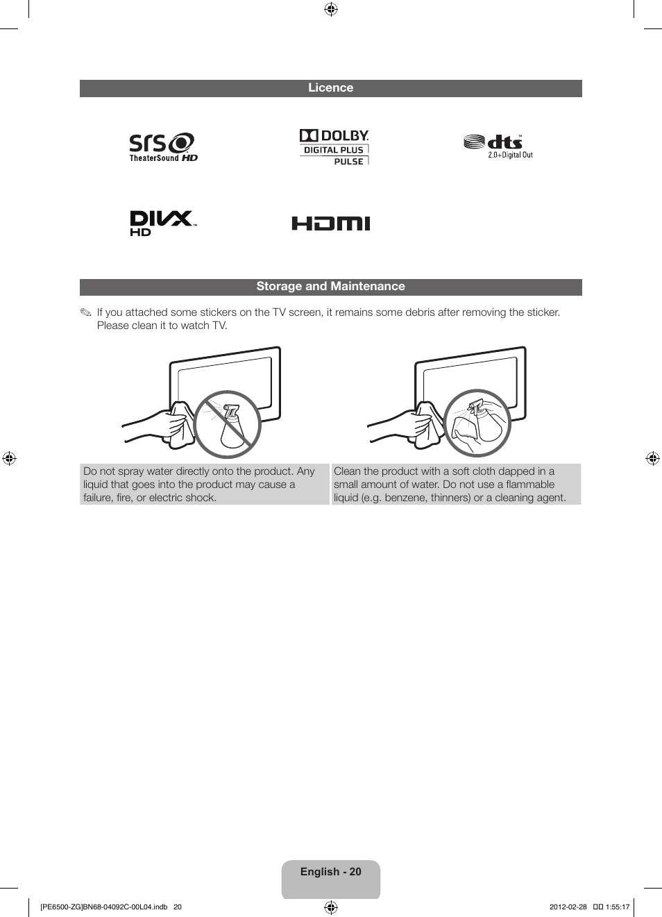 Samsung PS51E6500ES User Manual | Page 20 / 90