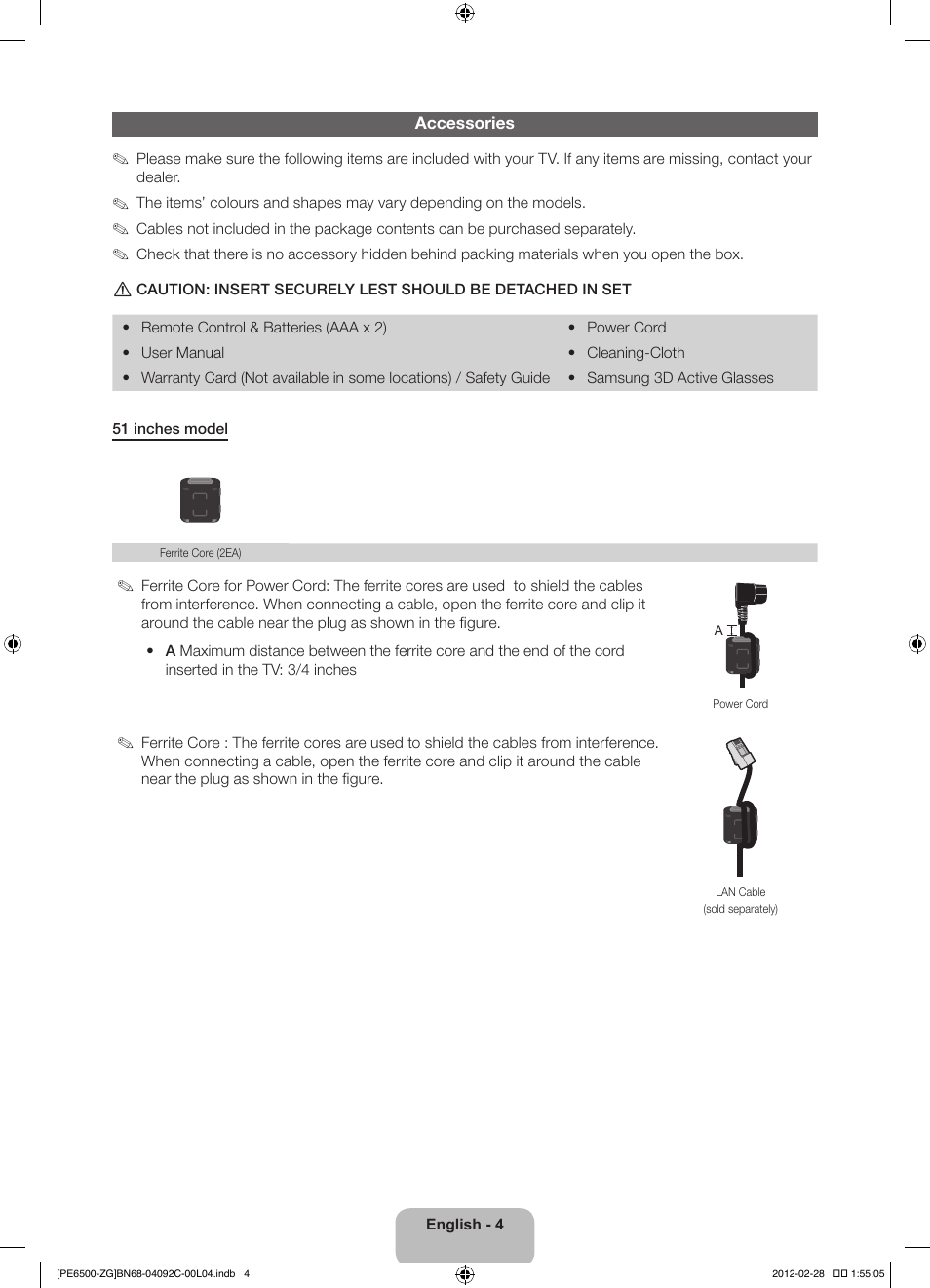 Samsung PS51E6500ES User Manual | Page 4 / 90