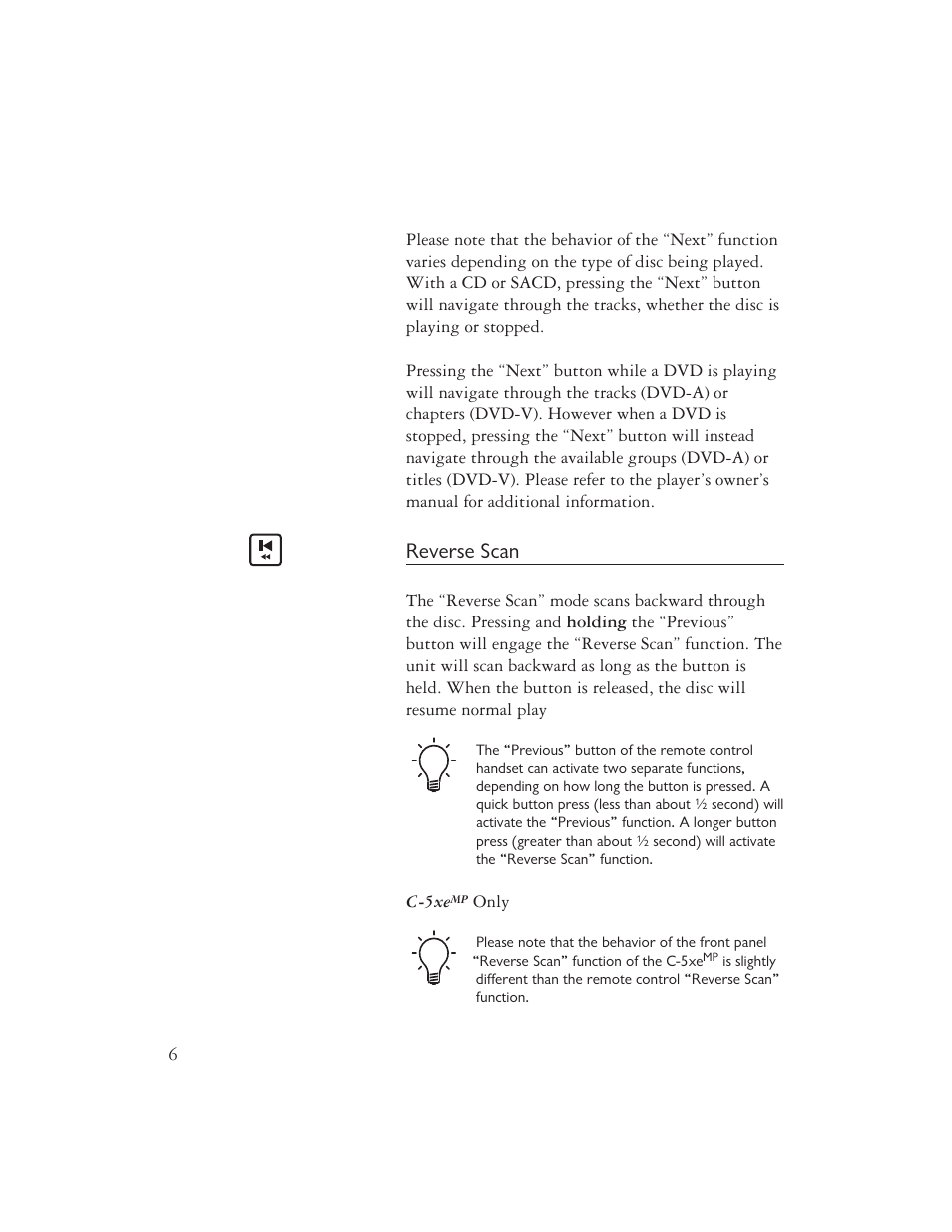 Reverse scan | Ayre Acoustics Multi-Component Backlit Remote User Manual | Page 8 / 20