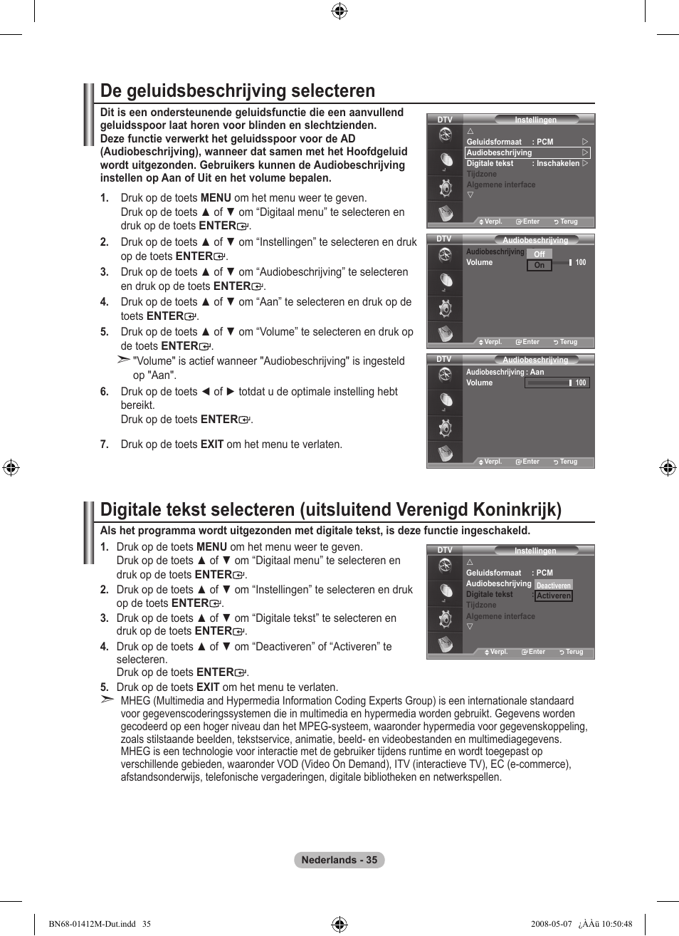 De geluidsbeschrijving selecteren | Samsung LE22A656A1D User Manual | Page 187 / 403