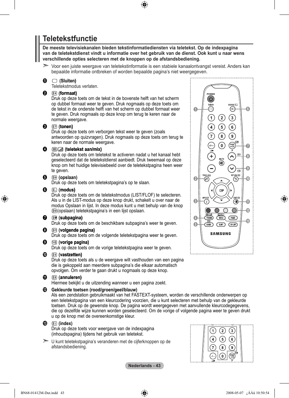 Teletekstfunctie | Samsung LE22A656A1D User Manual | Page 195 / 403