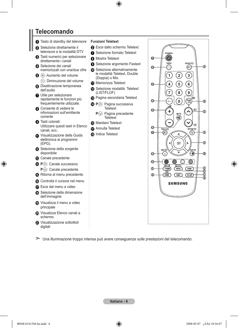 Telecomando | Samsung LE22A656A1D User Manual | Page 208 / 403