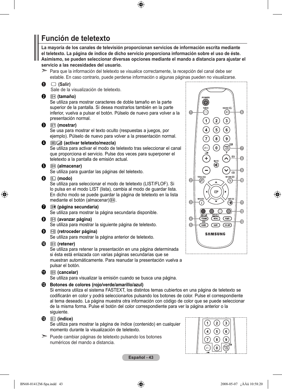 Función de teletexto | Samsung LE22A656A1D User Manual | Page 296 / 403