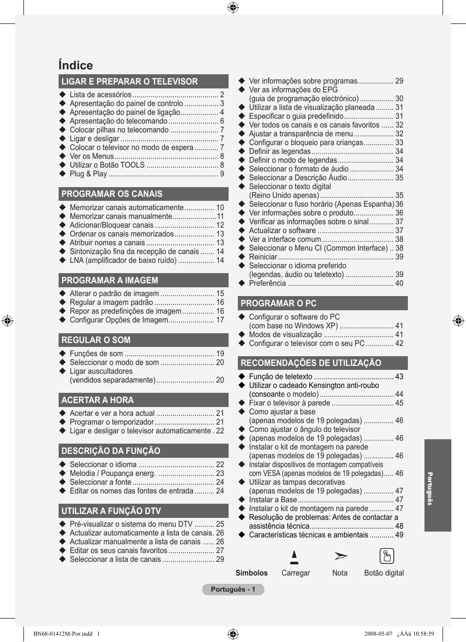 Índice | Samsung LE22A656A1D User Manual | Page 304 / 403