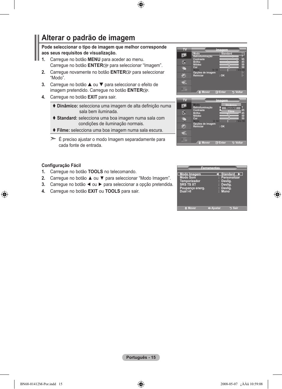 Alterar o padrão de imagem | Samsung LE22A656A1D User Manual | Page 318 / 403