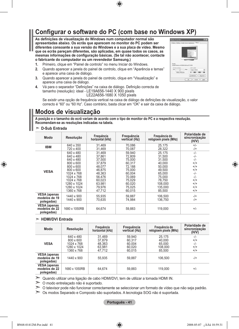 Modos de visualização | Samsung LE22A656A1D User Manual | Page 344 / 403