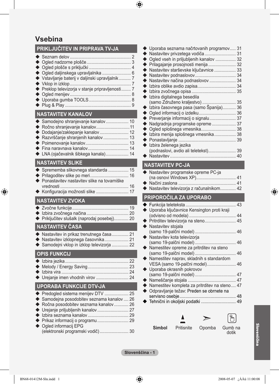 Vsebina | Samsung LE22A656A1D User Manual | Page 354 / 403