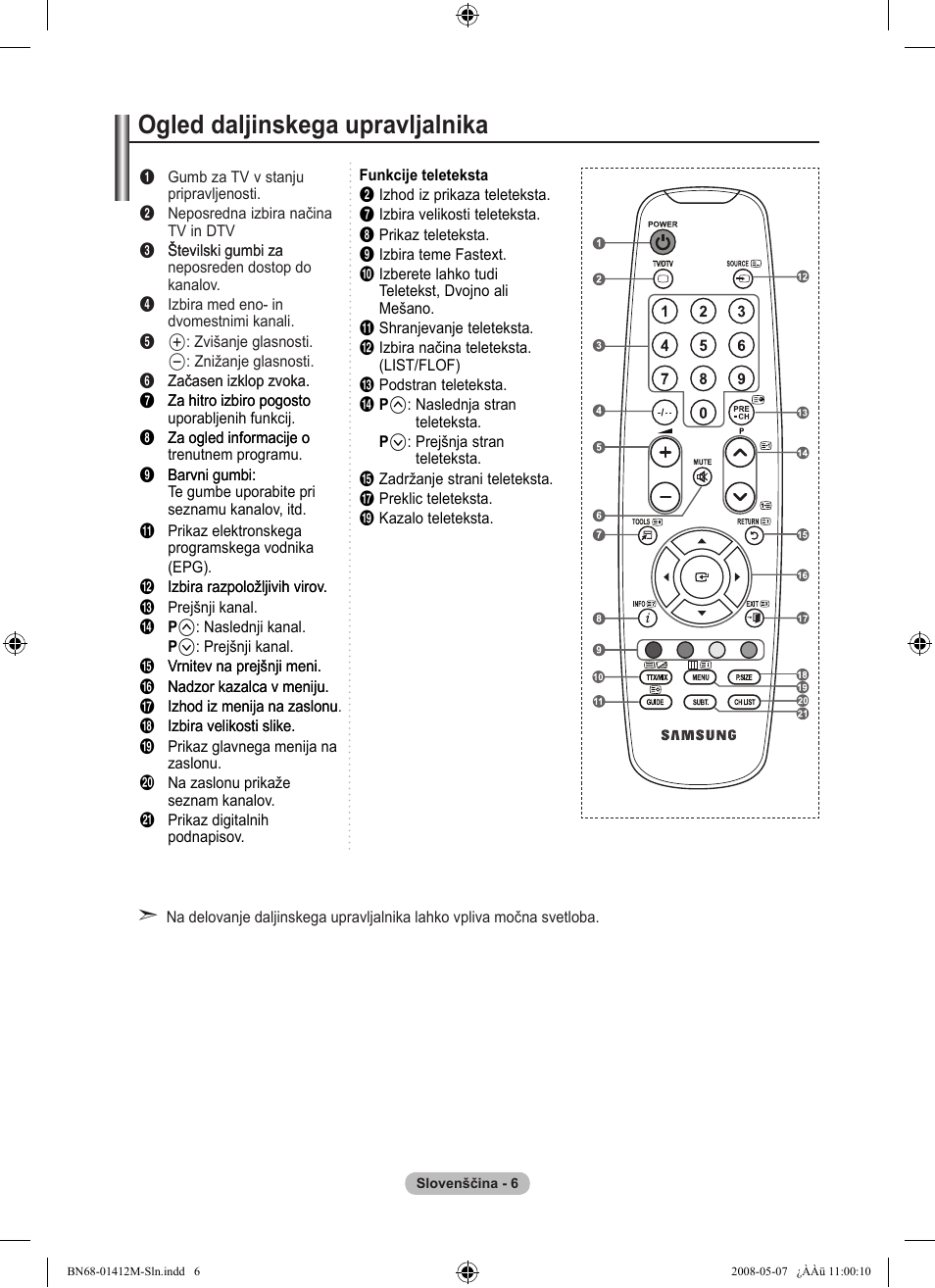 Ogled daljinskega upravljalnika | Samsung LE22A656A1D User Manual | Page 359 / 403